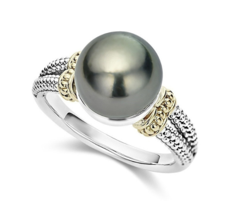 Elegant 925 Silver Sterling Black Pearl Vintage Ring
