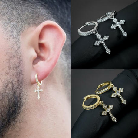 925 Silver Sterling Cross Earrings For Men & Women