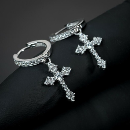 925 Silver Sterling Cross Earrings For Men & Women