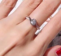 925 Silver Sterling Delicate Princess Cut Stimulation Diamond Ring