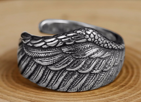 Adjustable Vintage Silver Sterling águila Ring