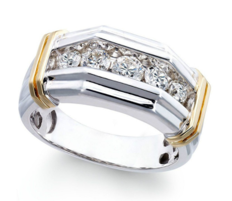 925 Silver Sterling Sapphire Diamond with 18k Gold Plated Design Ring