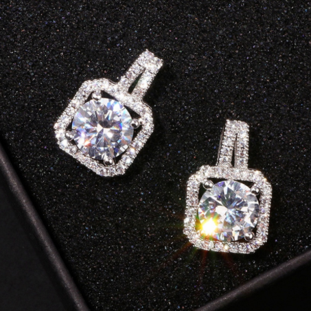 925 Silver Sterling Elegant Bling Diamond Stud Fine Jewelry Earrings